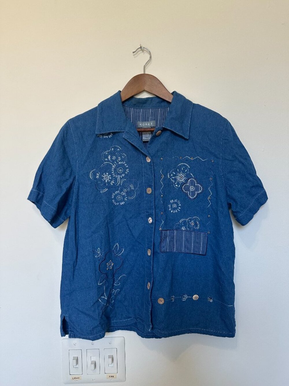 Vintage Koret Faux Denim Chambray 2 Piece Set Top S Pants 8